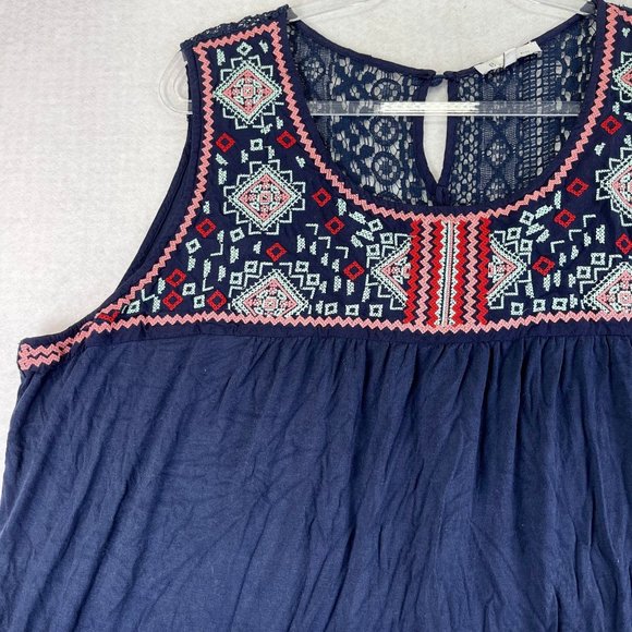 ANTHROPOLOGIE SKIES ARE BLUE Womens 3X Plus Blue Southwest Print Sleeveless Top - Picture 1 of 9